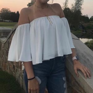 White/cream strapless flow top